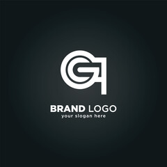 Modern Letter G and Q Monogram Logo with Black Background.