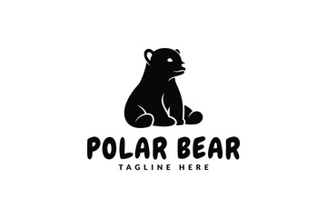 simple polar bear logo design, logo icon vector illustration silhouette