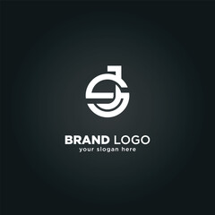 Modern Letter J and S Monogram Logo with Black Background.