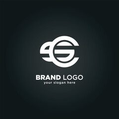 Modern Letter S and C Monogram Logo with Black Background.