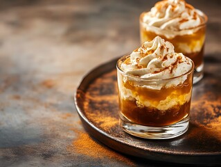 Delicious Gourmet Layered Dessert Cup with Whipped Cream and Coffee Custard - A Decadent Sweet Treat for Holidays and Restaurant Menus