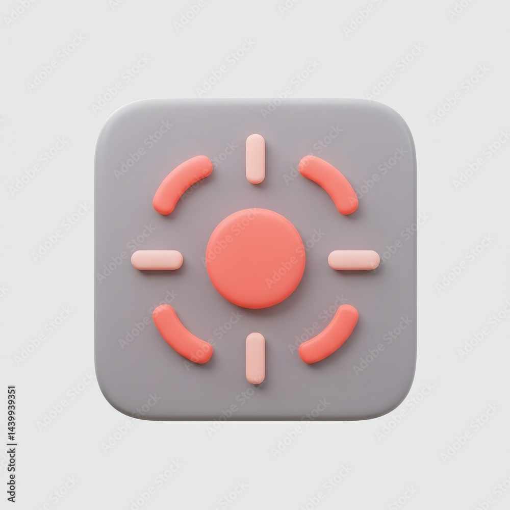 Poster abstract target icon with rounded elements on gray background, highlighting precision and focus