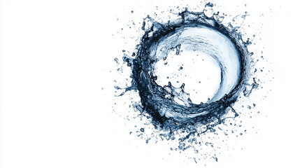 Fototapeta premium Creative Water Swirl Forming Spiral Pattern Mid-Air, with Sharp Details on Each Droplet and Ripple, Rendered on Clean White Background for Versatile Use, Generated AI 