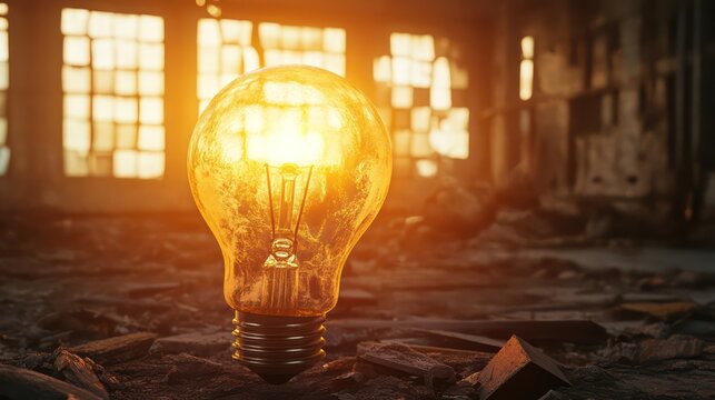 Glowing light bulb interior