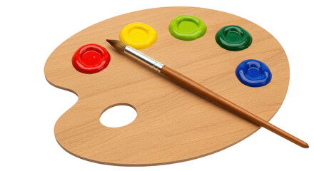 Isolated Paint Palette with Brush
