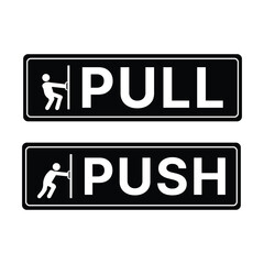 Wayfinding Horizontal Push & Pull Black and White With Icon