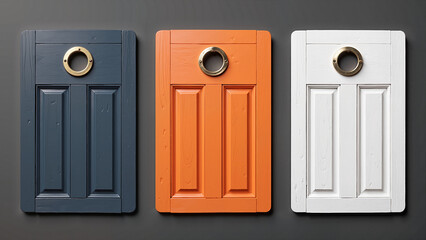 Fototapeta premium Colorful door hanger displayed against a grey background 