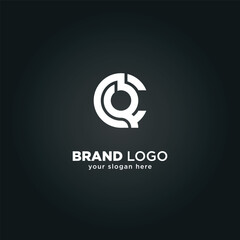 Alphabet Letter C and Q Monogram Logo with Black Background.