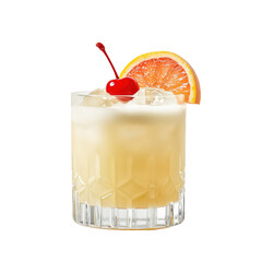 whiskey Sour cocktail, isolated on a transparent background.	
