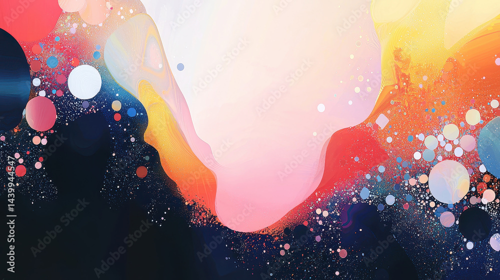 Poster serene silhouette forms emerge from a blend of colorful illustrations with ample copy space, creatin