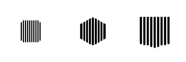 Fototapeta premium Vector illustration of black and white geometric shapes with vertical lines showcasing modern design elements