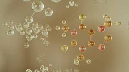 Caffeine or C8H10N4O2 molecule structure, coffee bean extract