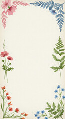Vintage floral frame botanical frame watercolor illustration background for design and decor use