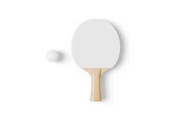 Blank Ping Pong Paddle mockup on white background, 3d rendering