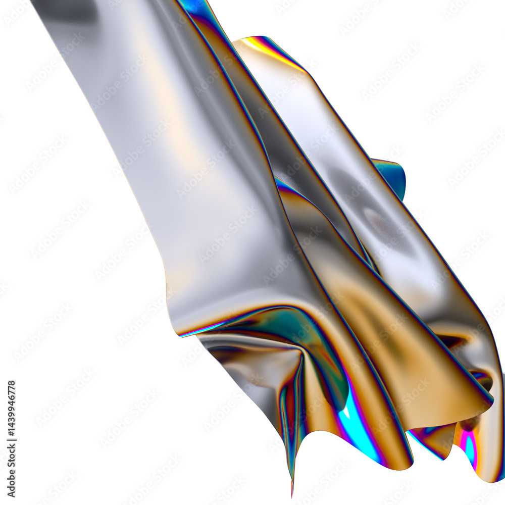 Poster a vibrant abstract swirl of iridescent fabric the colors are flowing and dynamic