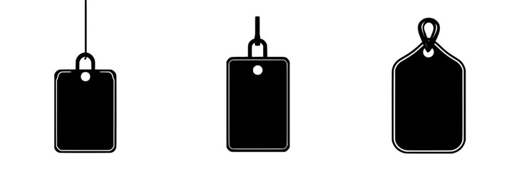 Vector illustration of black and white tags in various shapes for design and branding purposes