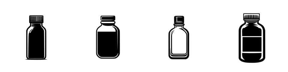 Obraz premium Vector illustration of various bottle shapes and sizes in black and white design suitable for commercial use