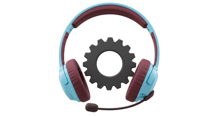 Naklejka premium Isolated Gear and Headset - Customer Support Icon