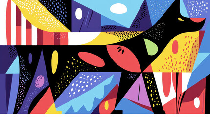 Geometric illustration showing pet grooming tips with blank copy space, perfect for showcasing best practices for a healthy and well-groomed dog companion.