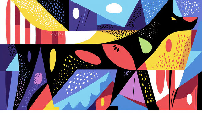 Geometric illustration showing pet grooming tips with blank copy space, perfect for showcasing best practices for a healthy and well-groomed dog companion.