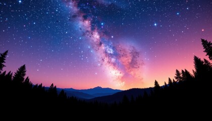 Fototapeta premium Captivating night sky view mountain range landscape photography twilight stargazing natural beauty