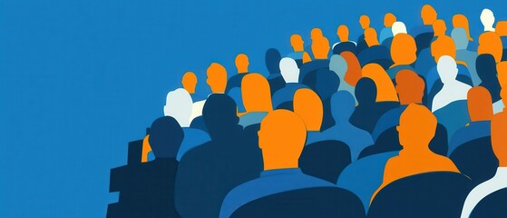 Diverse audience attending a conference or seminar, vector illustration of people in auditorium Concept of business, education, presentation, and community