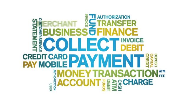 Collect Payment animated word cloud;text design animation tag kinetic typography seamless loop.