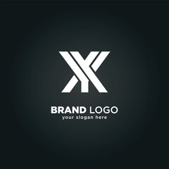 Creative Letter Y and X Monogram Logo with Black Background.