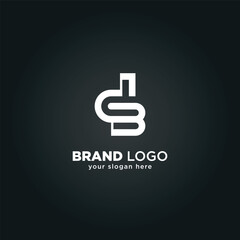 Creative Letter D and B Monogram Logo with Black Background.