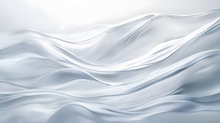 Obraz premium Abstract design of soft, flowing white fabric in undulating patterns.