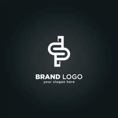 Creative Letter D and P Monogram Logo with Black Background.