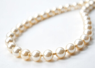 Obraz premium Pearl necklace, white pearl bracelet on white cloth
