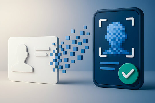 Digital identity verification concept with ID.