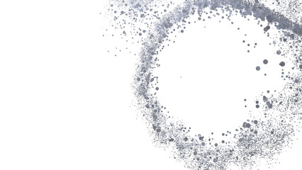 Abstract background with silver glitter particles forming a circular frame. Perfect for elegant designs.