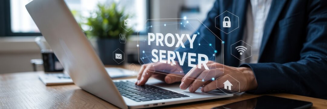 Person working with proxy server on laptop.