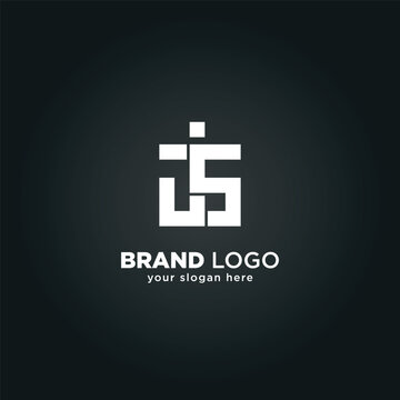 Creative Letter J and S Monogram Logo with Black Background.