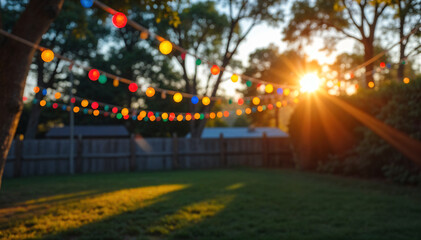 Colorful bunting and flags backgrounds for outdoor summer event party decoration, happy summer time