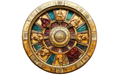 A Representation of the Wheel of Samsara, Showcasing the Constant Cycle of Life and Rebirth Isolated on transparent background.
