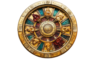 A Representation of the Wheel of Samsara, Showcasing the Constant Cycle of Life and Rebirth Isolated on transparent background.