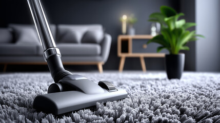 Close-up of a Vacuum Cleaner Washing on the Carpet