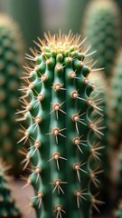 Fototapeta premium an image of a close up of a cactus plant with many spikes, there is a close up of a cactus plant with many spikes