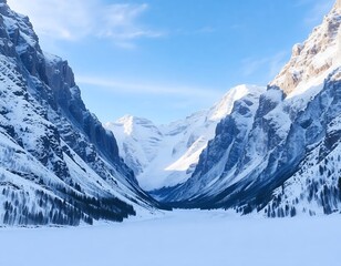 Obraz premium an image of a person on skis is walking through a snowy mountain, there is a person on skis in the snow near a mountain