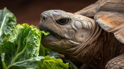 Tortoise's Leafy Feast: A Herbivorous Moment