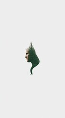 Double Exposure of Human Face Merging with Forest Landscape for International Day of Forests