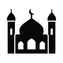 Minimalist Mosque Silhouette Vector Icon Bold Black