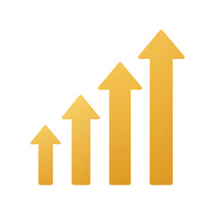 Set of Increasing Yellow Upward Arrows