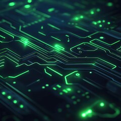 Glowing Circuit Board Closeup. Tech Background (1)