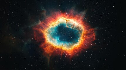 Bright nebula in outer space, surrounded by colorful gases, vast galaxy background for cosmic use
