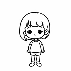 Fototapeta premium Minimalist Chibi Character Line Art Collection