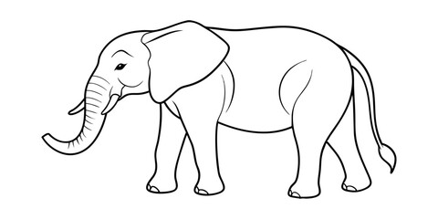Fototapeta premium Line Art Illustration of an African Elephant